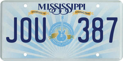 MS license plate JOU387