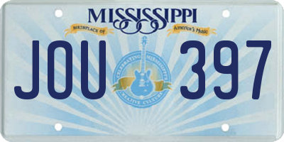 MS license plate JOU397