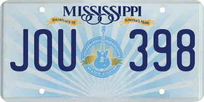 MS license plate JOU398
