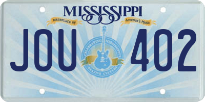 MS license plate JOU402