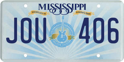 MS license plate JOU406