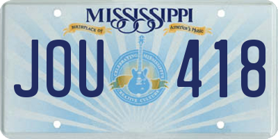 MS license plate JOU418