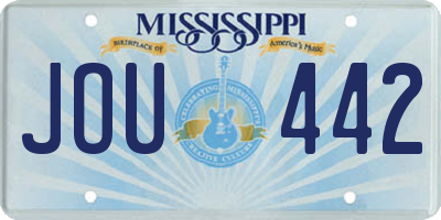 MS license plate JOU442