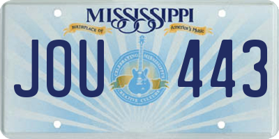 MS license plate JOU443