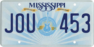 MS license plate JOU453