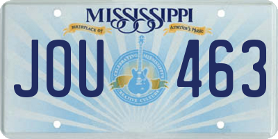MS license plate JOU463