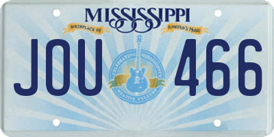 MS license plate JOU466