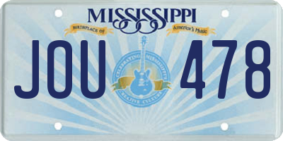 MS license plate JOU478