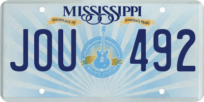 MS license plate JOU492
