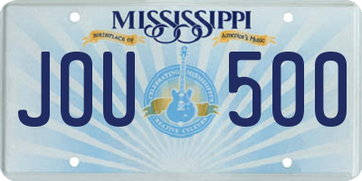 MS license plate JOU500