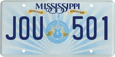 MS license plate JOU501