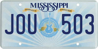 MS license plate JOU503