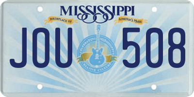 MS license plate JOU508