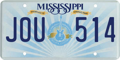 MS license plate JOU514