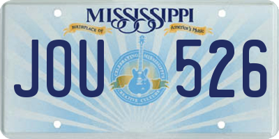 MS license plate JOU526