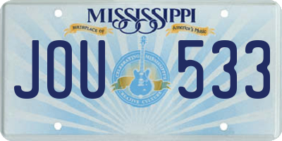 MS license plate JOU533