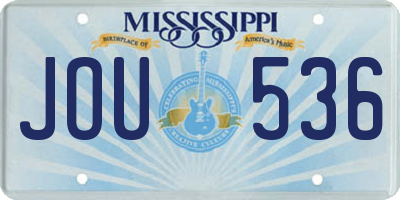 MS license plate JOU536