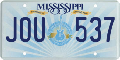 MS license plate JOU537