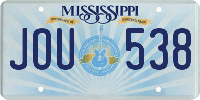 MS license plate JOU538