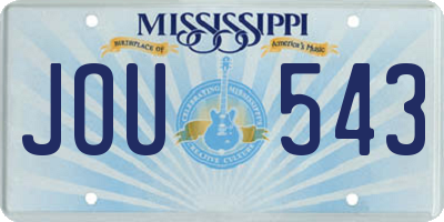 MS license plate JOU543