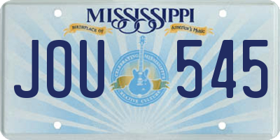 MS license plate JOU545