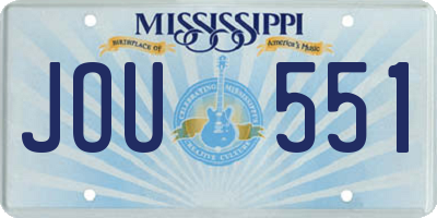 MS license plate JOU551