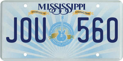 MS license plate JOU560