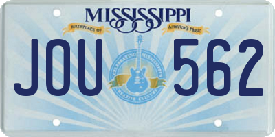 MS license plate JOU562