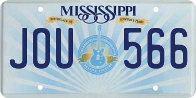 MS license plate JOU566