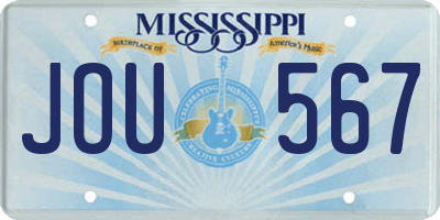 MS license plate JOU567