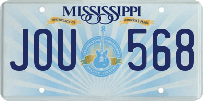 MS license plate JOU568