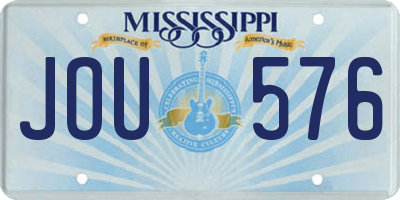 MS license plate JOU576