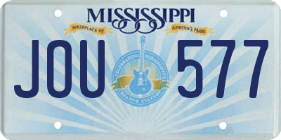 MS license plate JOU577