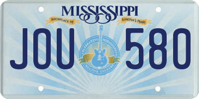MS license plate JOU580