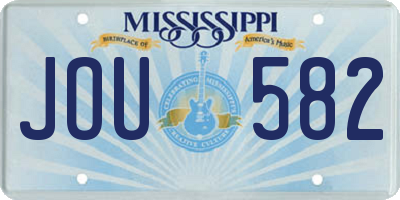 MS license plate JOU582