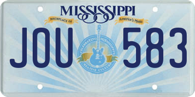 MS license plate JOU583
