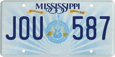 MS license plate JOU587