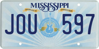 MS license plate JOU597