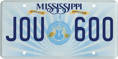 MS license plate JOU600