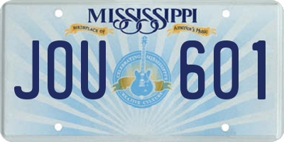 MS license plate JOU601