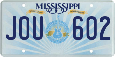 MS license plate JOU602