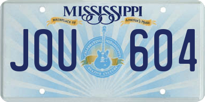 MS license plate JOU604