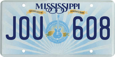 MS license plate JOU608