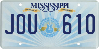 MS license plate JOU610