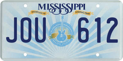 MS license plate JOU612