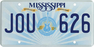 MS license plate JOU626
