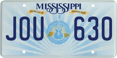 MS license plate JOU630