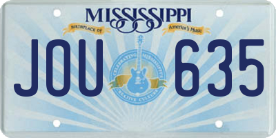 MS license plate JOU635