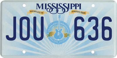 MS license plate JOU636