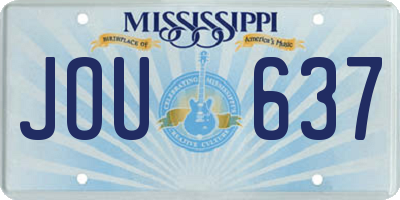 MS license plate JOU637